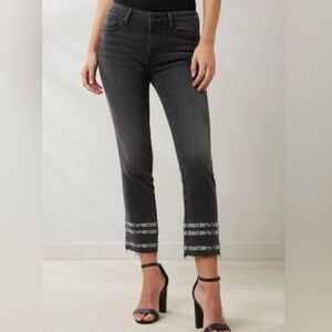 DRIFTWOOD Colette Straight Cropped Jeans in black with Frayed Hem